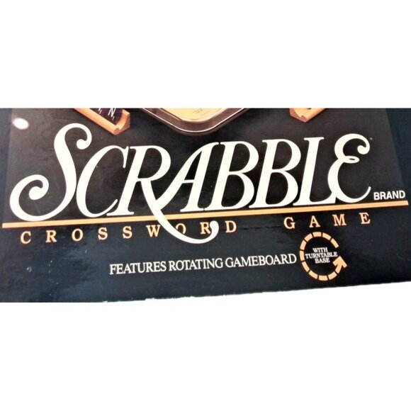 Scrabble Crossword Game 1989 Deluxe Edition Rotating Turntable Mahogany Tiles - Picture 9 of 9